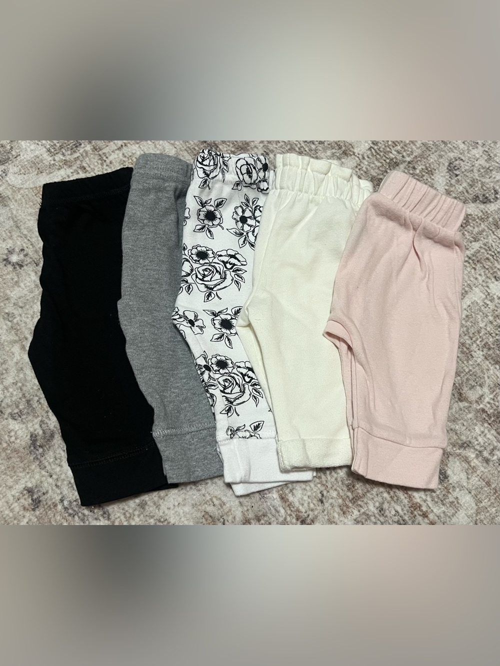 Kids Cotton Leggings - Black, Gray, Floral White, Cream, Pink